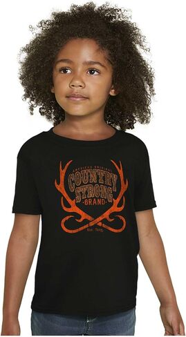 Country Strong Brand Deer Antlers Crewneck T Shirts Boy Girl in Saudi Arabia