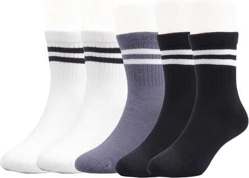 T.H.L.S Kids & Youth Socks 5-Pack, School Uniform Boys & Girls - Seamless Toe Ankle Stripe Socks in Kuwait