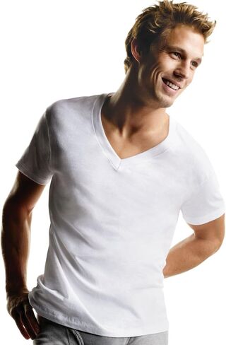 Hanes Men's Men's Compansoft V-Neck Undershirt 3-pack_white_large in Saudi Arabia