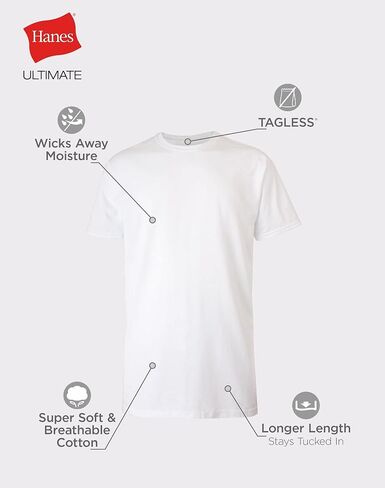 Hanes Mens Ultimate طويل القامة ناعم وتنفس الطاقم السفلي من 4 عبوات ، LT وايت in Saudi Arabia