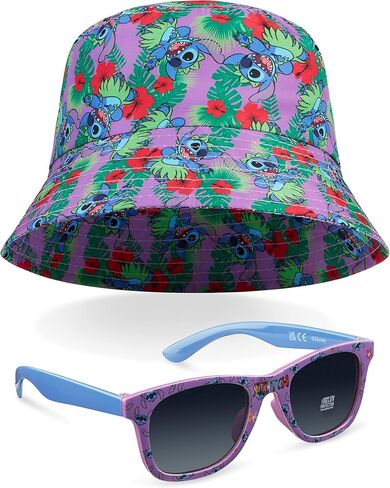Disney Stitch Sunglasses and Bucket Hat Summer Sun Hat 100% UV Protection Kids Sunglasses Gifts for Girls in Saudi Arabia
