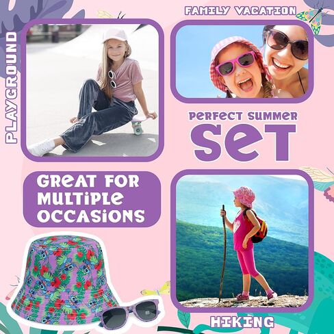 Disney Stitch Sunglasses and Bucket Hat Summer Sun Hat 100% UV Protection Kids Sunglasses Gifts for Girls in Saudi Arabia