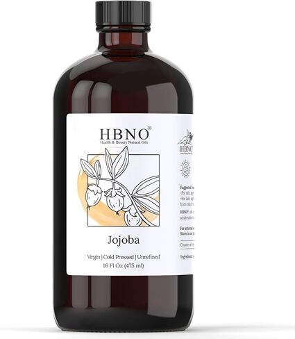HBNO JOJOBA OIL - 16 أوقية (475 مل) حجم القيمة - مثالية للشامبو ، والمكيفات ، ومزيج التدليك ، وغسل الوجه ، والمستحضرات ، ومنتجات العناية بالبشرة (زجاجة زجاجية) in Saudi Arabia