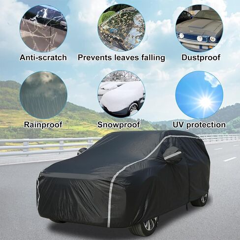 Car Cover Waterproof All Weather, Coverado Soft Cotton Lined Hail Protector Car Cover with Zipper Door, Outdoor Sun UV Rain Snow Protection Car Covers for Automobiles Universal Fit SUV (170"-190") in Saudi Arabia