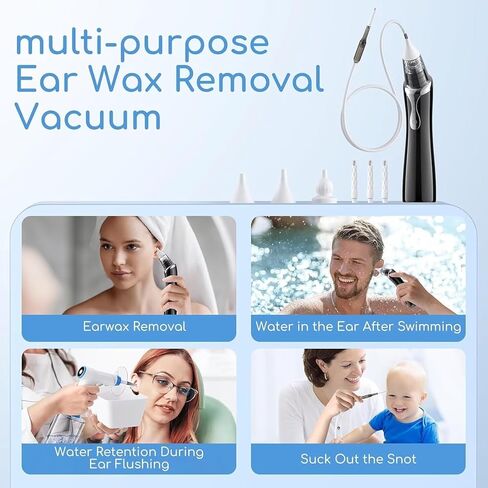 أداة إزالة الشمع الفراغية مع 8 أجزاء من الأذن ، طقم إزالة شمع الأذن الشفط مع كابل الشحن ، جهاز شفط الأذن للبالغين والأطفال (الأخضر) in Kuwait