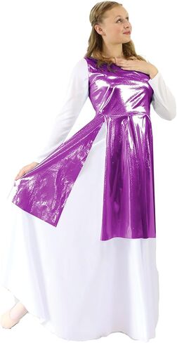 Danzcue Womens Worship Dance Streamer Tunic (Deep Purple, LXLA) in Saudi Arabia