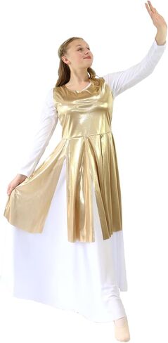 Danzcue Womens Worship Dance Streamer Tunic (Deep Purple, LXLA) in Saudi Arabia