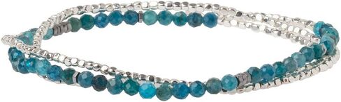 Scout Curated Wears - Women's Delicate Stone Wrap Bracelet & Necklace - Apatite/Silver - Stone of Inspiration in Kuwait