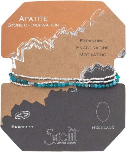 Scout Curated Wears - Women's Delicate Stone Wrap Bracelet & Necklace - Apatite/Silver - Stone of Inspiration in Kuwait