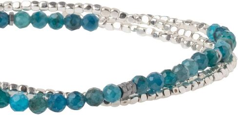 Scout Curated Wears - Women's Delicate Stone Wrap Bracelet & Necklace - Apatite/Silver - Stone of Inspiration in Kuwait