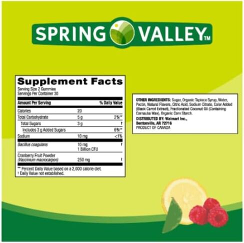 Spring Valley Women's Cranberry Probiotic Emplement Spring Valley Vegetarian Gummies و Raspberry Lemon و 60 Count و Hife Ice Boller for Face in Saudi Arabia