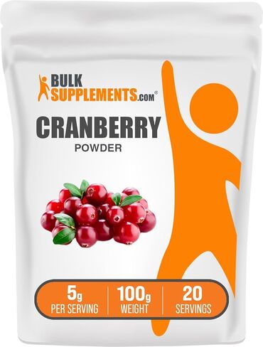 BulkSupplements.com Cranberry Powder - Cranberry Supplements for Women & Men, Dried Cranberries Unsweetened - Gluten Free & Sugar Free, 5g per Serving, 500g (1.1 lbs) (Pack of 1) in Saudi Arabia