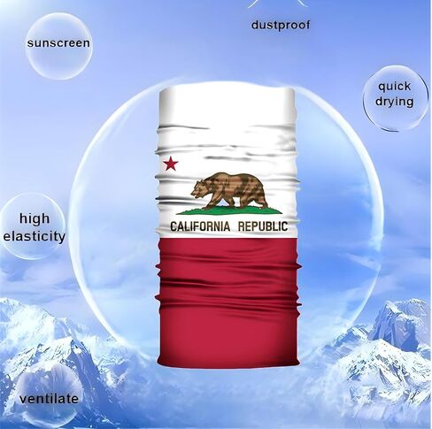 2 USA California Flag Neck Gaiter ، قناع الوجه متعدد الوظائف متعدد الوظائف ، عرق قابل للتنفس ناعم. in Saudi Arabia