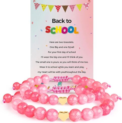 Mommy and Me Preschool Pre-K First Day of School Bracelet Mother Daughter Matching Beaded Heart Bracelets Set Back to School Jewelry Gifts in Saudi Arabia