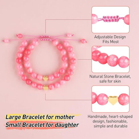 Mommy and Me Preschool Pre-K First Day of School Bracelet Mother Daughter Matching Beaded Heart Bracelets Set Back to School Jewelry Gifts in Saudi Arabia