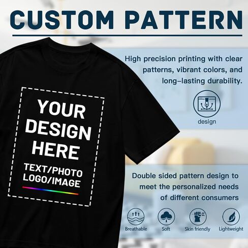 Custom T Shirts for Men Women, Personalized Shirts with Photo Logo Text, Customized T-Shirt Front & Back Print in Saudi Arabia