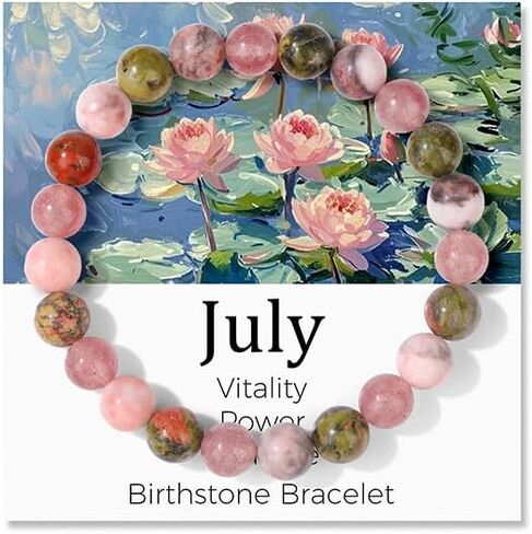 Birthstone Crystal Floral Bracelets for Women Men Colorful Stone Bracelet for Women Reduce Anxiety Zodiac Month Bracelet Birthday Graduation Gifts in Kuwait