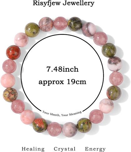 Birthstone Crystal Floral Bracelets for Women Men Colorful Stone Bracelet for Women Reduce Anxiety Zodiac Month Bracelet Birthday Graduation Gifts in Kuwait