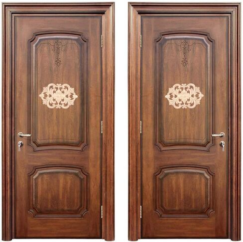 Wood Carved Furniture Onlay Applique, Wooden Decorative Onlays Furniture Corner Frame Decal Unpainted Furniture Center Decals for Cabinet Dresser Bed Door Wall (22 x 14cm / 8.7 x 5.5inch) in Saudi Arabia