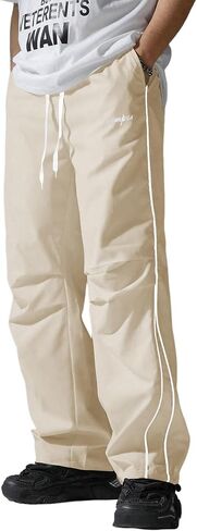 ZAFUL Men's Parachute Sweatpants Y2k Baggy Track Pants Drawstring Wide Leg Casual Trousers Streetwear in Saudi Arabia
