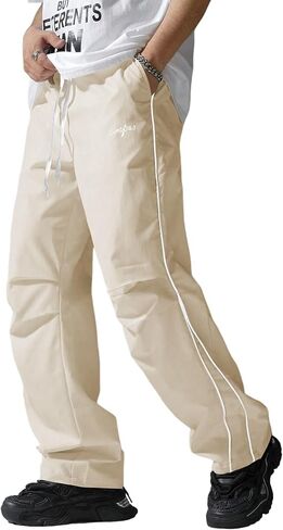 ZAFUL Men's Parachute Sweatpants Y2k Baggy Track Pants Drawstring Wide Leg Casual Trousers Streetwear in Saudi Arabia