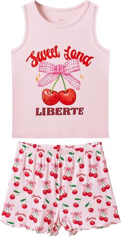 Kids Girls Pajamas Set Girl Sleeveless Tops Shorts Loungewear Summer Soft Loose Viscose from Bamboo Nightwear in Saudi Arabia