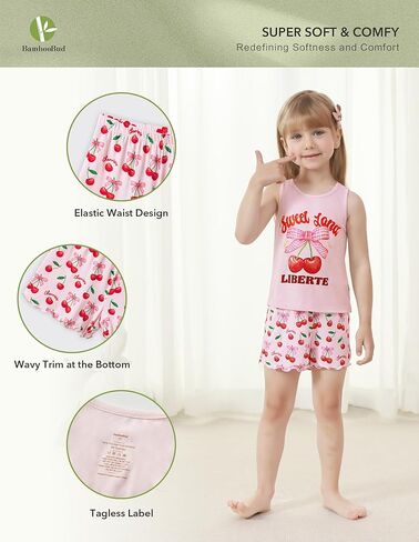 Kids Girls Pajamas Set Girl Sleeveless Tops Shorts Loungewear Summer Soft Loose Viscose from Bamboo Nightwear in Saudi Arabia