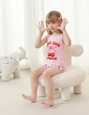 Kids Girls Pajamas Set Girl Sleeveless Tops Shorts Loungewear Summer Soft Loose Viscose from Bamboo Nightwear in Saudi Arabia