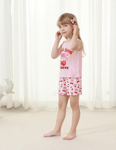 Kids Girls Pajamas Set Girl Sleeveless Tops Shorts Loungewear Summer Soft Loose Viscose from Bamboo Nightwear in Saudi Arabia