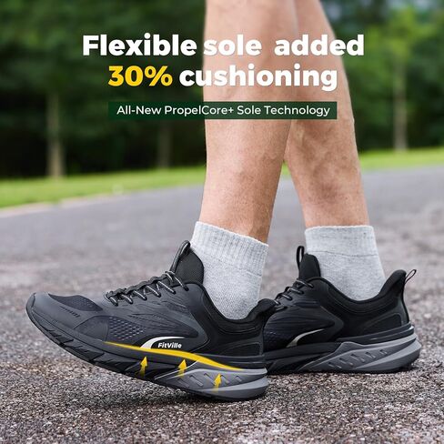 FitVille Comfortable Wide Walking Shoes for Men Lightweight Extra Wide Slip on Shoes for Men Non Slip Cushioned in Saudi Arabia