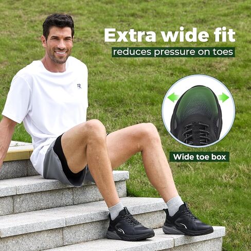 FitVille Comfortable Wide Walking Shoes for Men Lightweight Extra Wide Slip on Shoes for Men Non Slip Cushioned in Saudi Arabia
