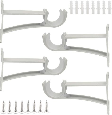 4 Pack Curtain Rod Brackets for Wall, Curtain Rod Holders for 1 Inch Drapery-Rod, Heavy Duty Pole Support Brackets for Living Room Bedroom Drapes (White) in Saudi Arabia