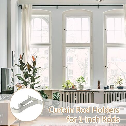 4 Pack Curtain Rod Brackets for Wall, Curtain Rod Holders for 1 Inch Drapery-Rod, Heavy Duty Pole Support Brackets for Living Room Bedroom Drapes (White) in Saudi Arabia