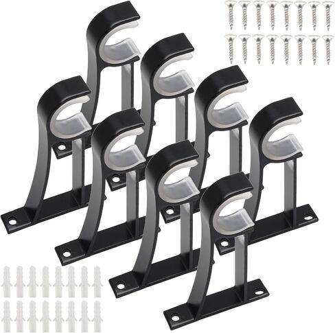 4 Pack Curtain Rod Brackets for Wall, Curtain Rod Holders for 1 Inch Drapery-Rod, Heavy Duty Pole Support Brackets for Living Room Bedroom Drapes (White) in Saudi Arabia