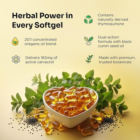 Activique’s Oil of Oregano with Black Seed Oil, 4X Strength Carvacrol & Thymoquinone, 2 in 1 Oregano Supplement for Immune Health, Plant Based, Non-GMO, Antioxidant & Immune Support, 360 Softgels in Saudi Arabia