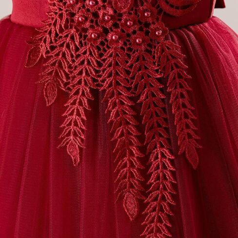 Flower Girls Tulle Dress Long Formal Pageant Communion Princess Wedding Bridesmaid Dresses Kids Lace Dance Ball Gowns in Kuwait