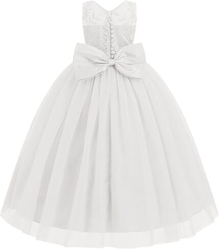 Lace Applique Flower Girl Dress for Wedding Kids Puffy Tulle Long Pageant Dress Bowknot Princess Prom Ball Gowns in Saudi Arabia