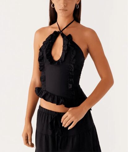Womens 2 Piece Maxi Skirt Set Y2k Halter Ruched Cami Top Tiered Flowy Ruffle Skirt 2025 Summer Beach Outfits in Saudi Arabia