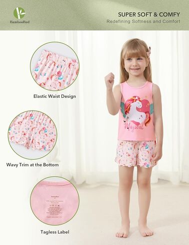 Kids Girls Pajamas Set Girl Sleeveless Tops Shorts Loungewear Summer Soft Loose Viscose from Bamboo Nightwear in Saudi Arabia
