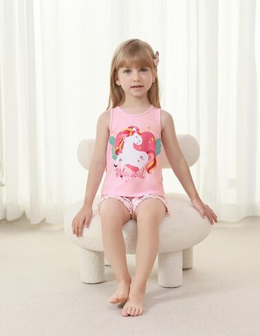 Kids Girls Pajamas Set Girl Sleeveless Tops Shorts Loungewear Summer Soft Loose Viscose from Bamboo Nightwear in Saudi Arabia