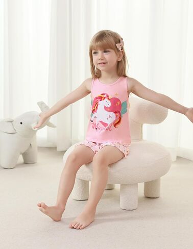 Kids Girls Pajamas Set Girl Sleeveless Tops Shorts Loungewear Summer Soft Loose Viscose from Bamboo Nightwear in Saudi Arabia