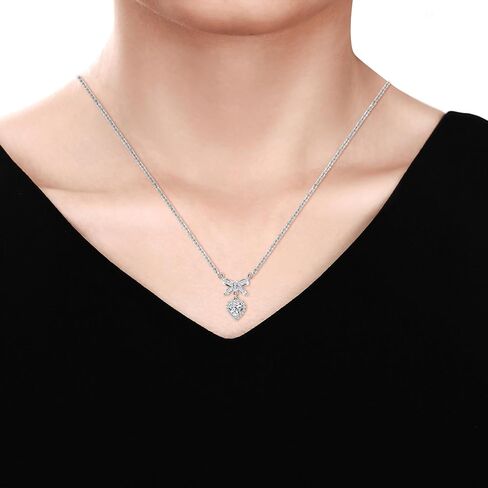 Moissanite Pendant Necklaces for Women, 18 inch DF Color VVS Lab Created Diamond Engagement Necklace with Anchor Charm, Sterling Silver Necklace with 18K White Gold Plated in Kuwait