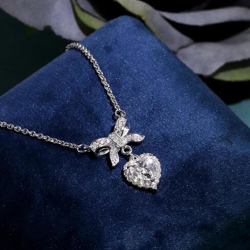 Moissanite Pendant Necklaces for Women, 18 inch DF Color VVS Lab Created Diamond Engagement Necklace with Anchor Charm, Sterling Silver Necklace with 18K White Gold Plated in Kuwait