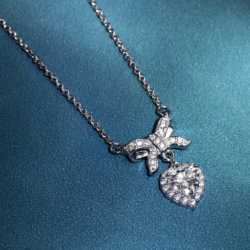 Moissanite Pendant Necklaces for Women, 18 inch DF Color VVS Lab Created Diamond Engagement Necklace with Anchor Charm, Sterling Silver Necklace with 18K White Gold Plated in Kuwait