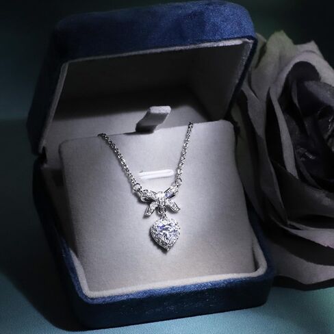 Moissanite Pendant Necklaces for Women, 18 inch DF Color VVS Lab Created Diamond Engagement Necklace with Anchor Charm, Sterling Silver Necklace with 18K White Gold Plated in Kuwait