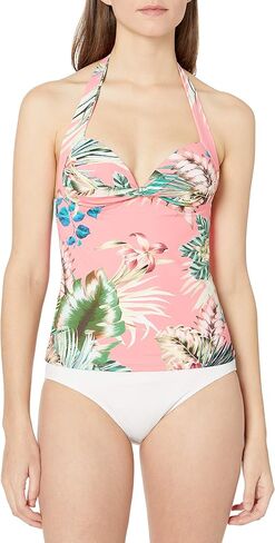 La Blanca Women's V-Neck Halter Tankini Swimsuit Top, Sienna//Earth Goddess, 10 in Kuwait