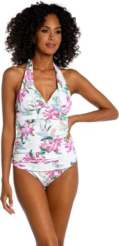 La Blanca Women's V-Neck Halter Tankini Swimsuit Top, Sienna//Earth Goddess, 10 in Kuwait
