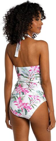 La Blanca Women's V-Neck Halter Tankini Swimsuit Top, Sienna//Earth Goddess, 10 in Kuwait