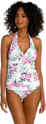La Blanca Women's V-Neck Halter Tankini Swimsuit Top, Sienna//Earth Goddess, 10 in Kuwait