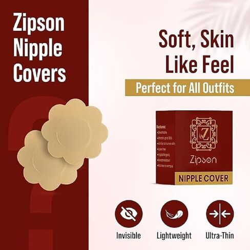 Disposable Nipple Covers for Women, No-Show Satin Breast Petals – Invisible and Comfortable Nipple Stickers (Beige) in Saudi Arabia